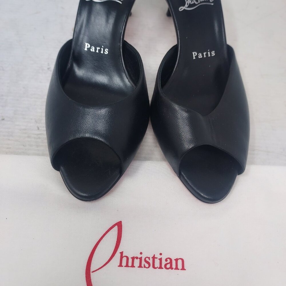 CHRISTIAN LOUBOUTIN Me Dolly Leather Black Mule Sandal - Picture 8 of 11